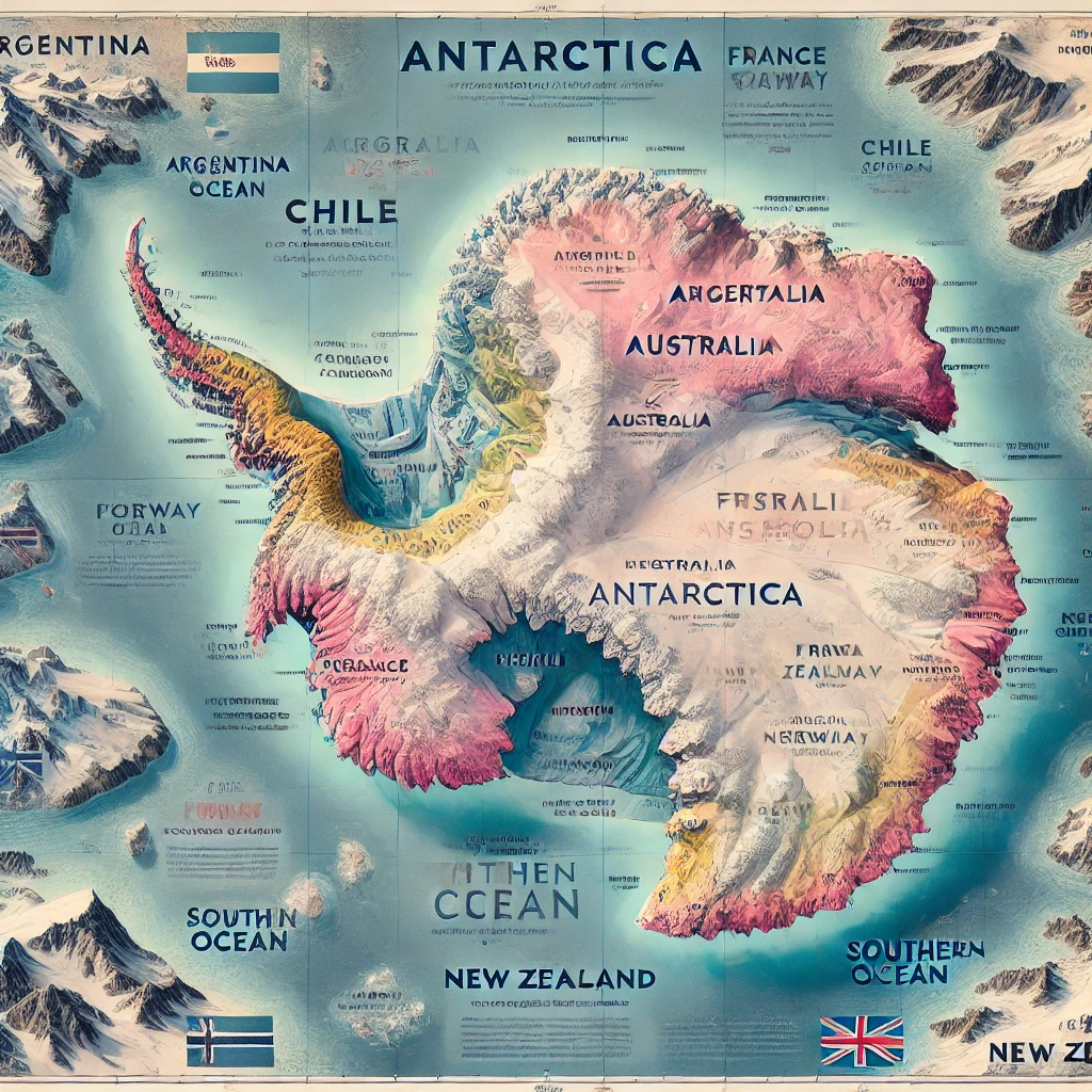 Foto de un mapa de la Antartida